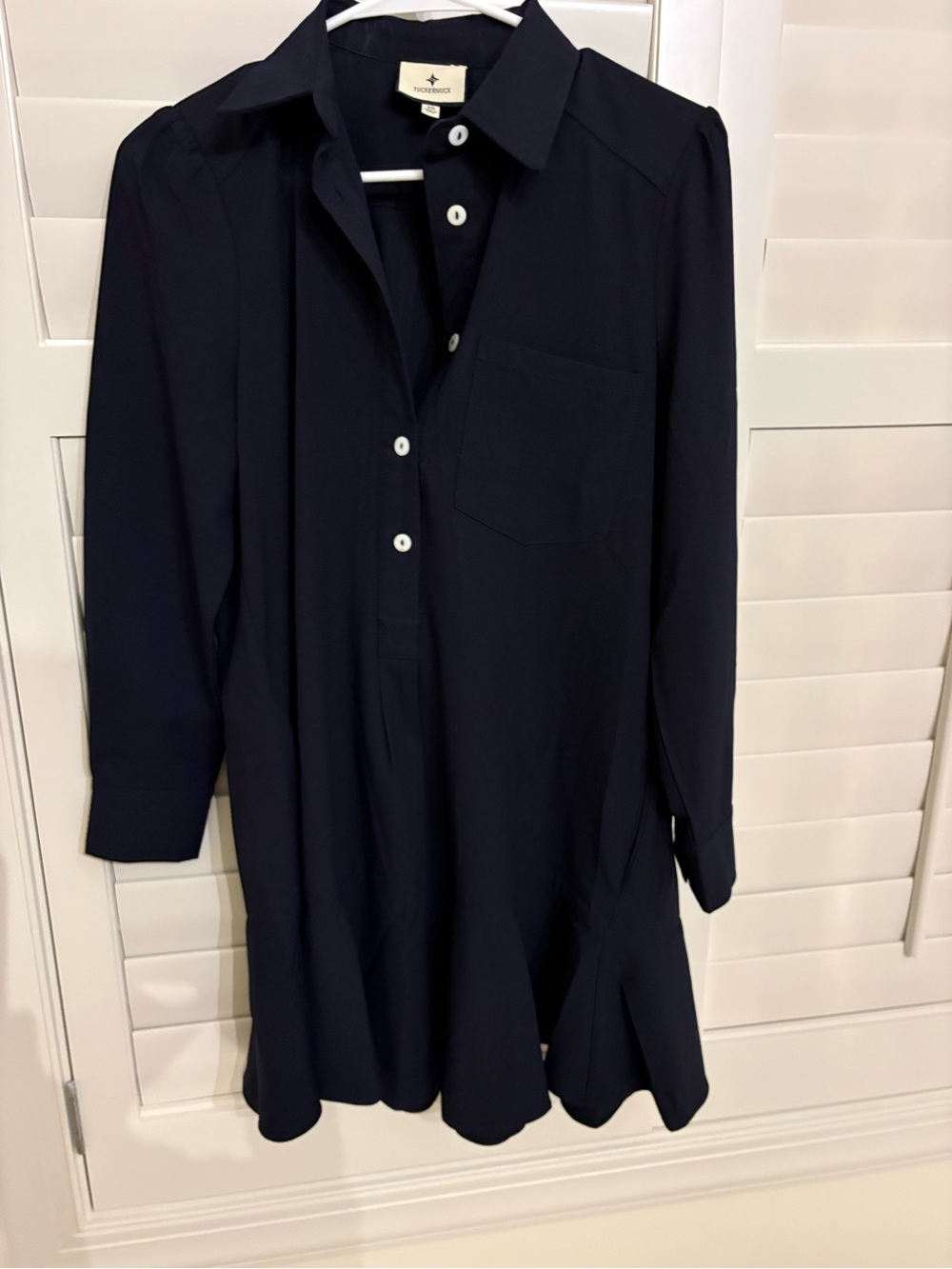 Tuckernuck Navy Button-Front Long Sleeve Shirt Dress